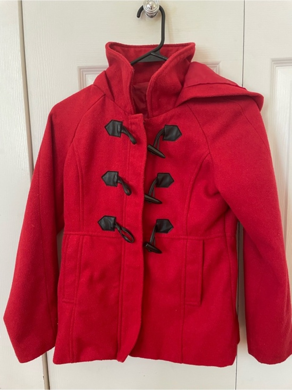 Velvet Girls' Red Hooded Pea Coat